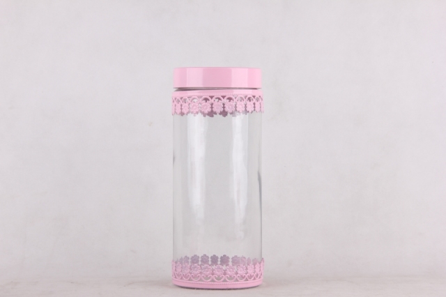 glass  storage jar with s/s