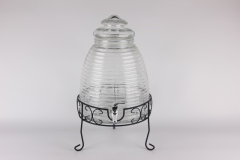glass dispenser jar with tap with iron stand