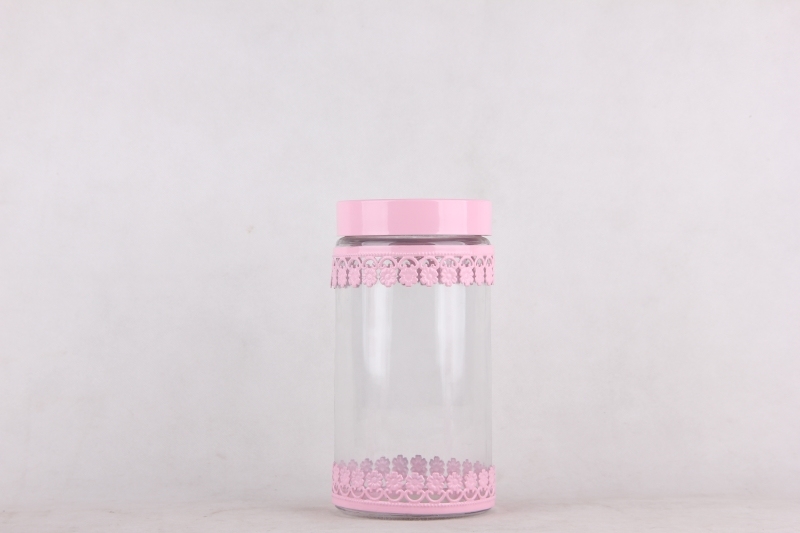 glass  storage jar with s/s
