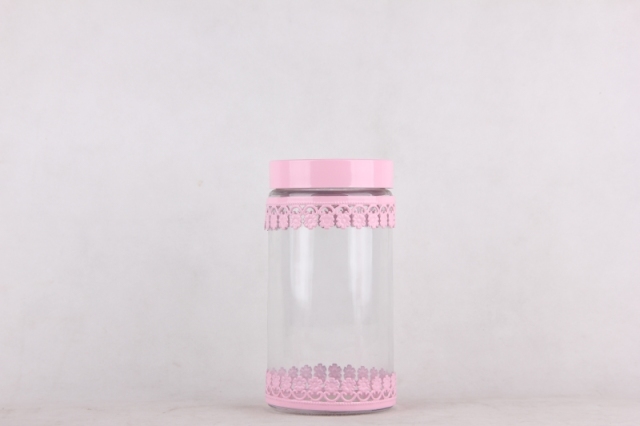 glass  storage jar with s/s