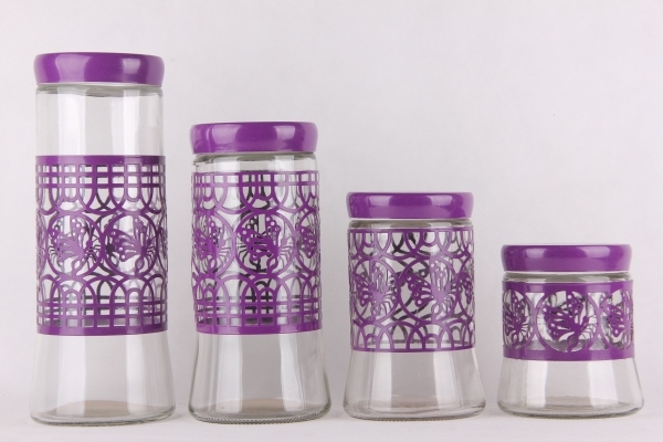 glass  storage jar with metal