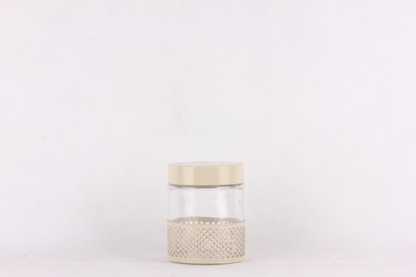 GLASS STORAGE JAR WITH METAL