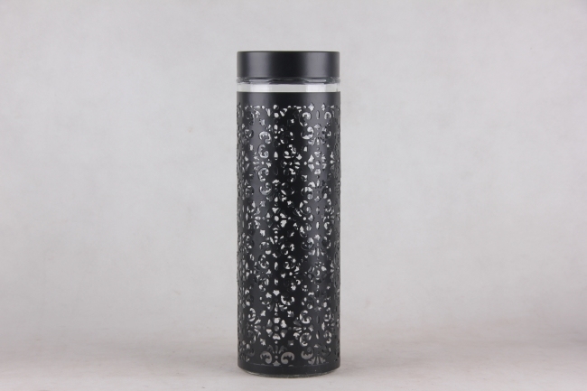 GLASS STORAGE JAR WITH METAL