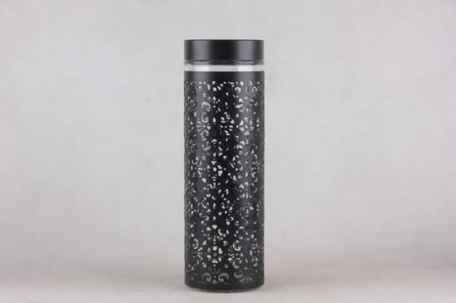 GLASS STORAGE JAR WITH METAL