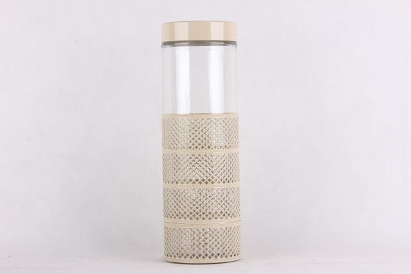GLASS STORAGE JAR WITH METAL