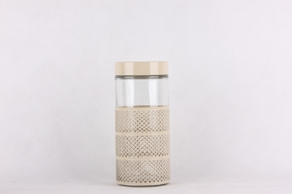 GLASS STORAGE JAR WITH METAL