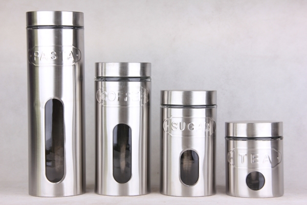 GLASS STORAGE JAR WITH S/S