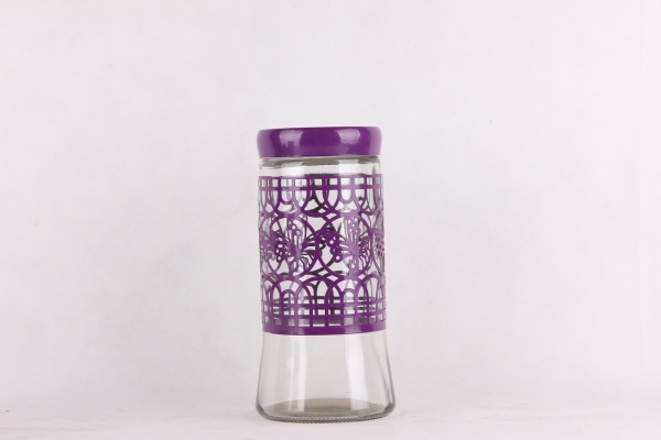 glass  storage jar with metal
