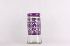 glass  storage jar with metal