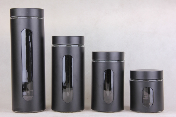 GLASS STORAGE JAR WITH S/S