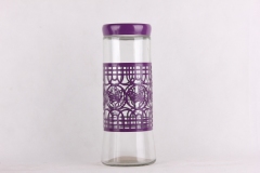 glass  storage jar with metal