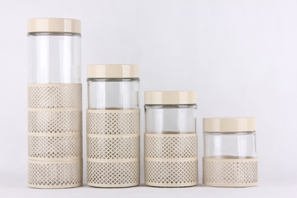 GLASS STORAGE JAR WITH METAL