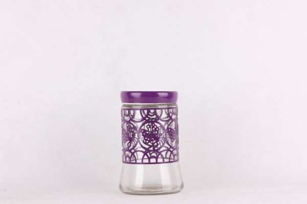 glass  storage jar with metal