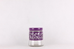 glass  storage jar with metal