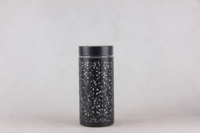 GLASS STORAGE JAR WITH METAL