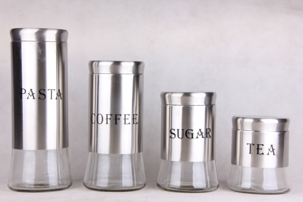 GLASS STORAGE JAR WITH S/S