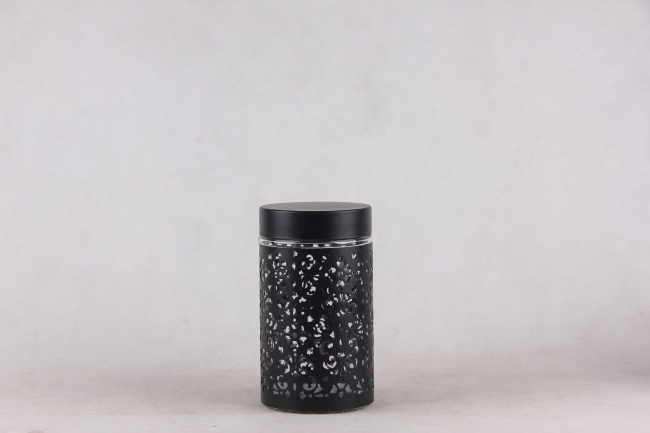GLASS STORAGE JAR WITH METAL
