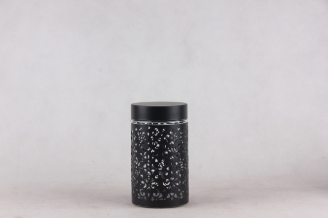 GLASS STORAGE JAR WITH METAL