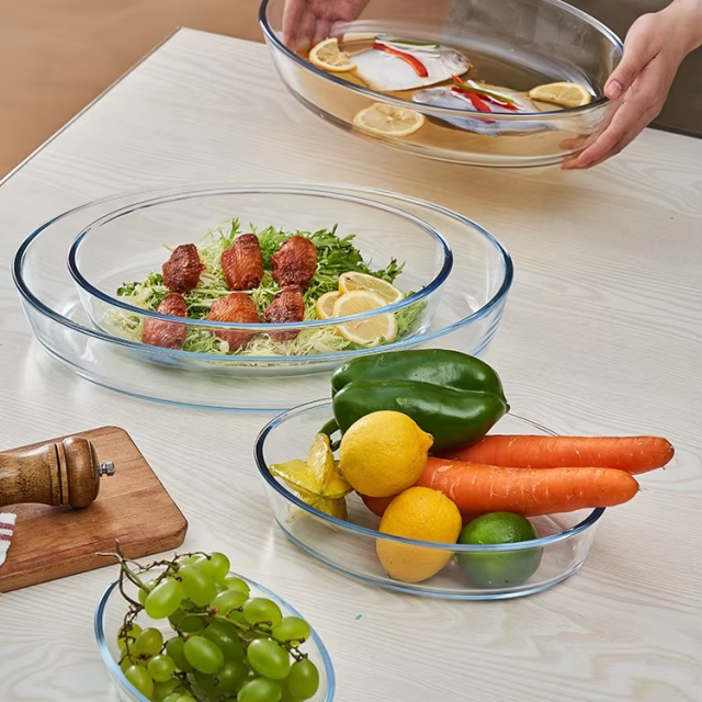 Multifunctional glass casserole dish glass biscuit baking dish oven use oval baking tray