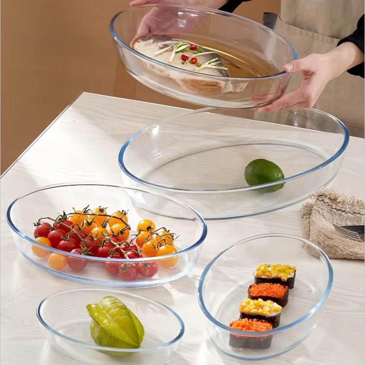 Multifunctional glass casserole dish glass biscuit baking dish oven use oval baking tray
