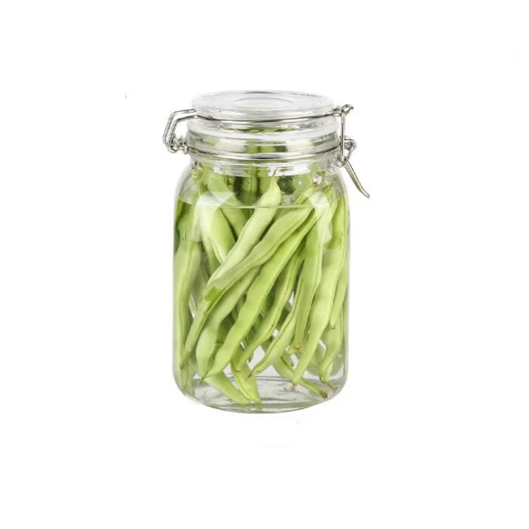 Glass clamp lid kitchen storage jars airtight preserving storage jar with decal