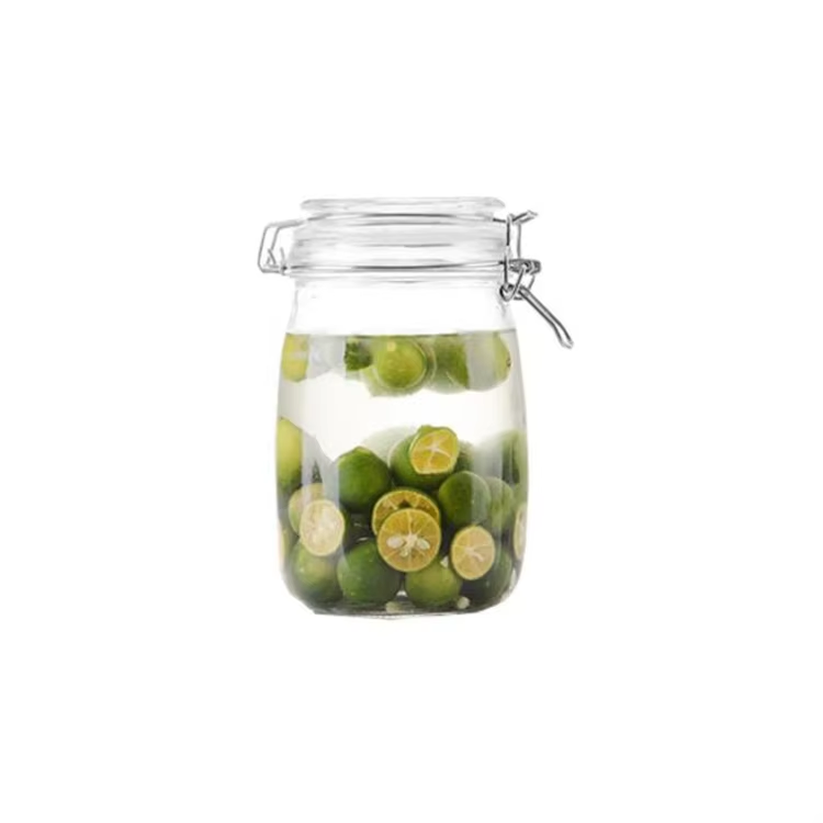 Glass clamp lid kitchen storage jars airtight preserving storage jar with decal