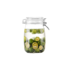 Glass clamp lid kitchen storage jars airtight preserving storage jar with decal