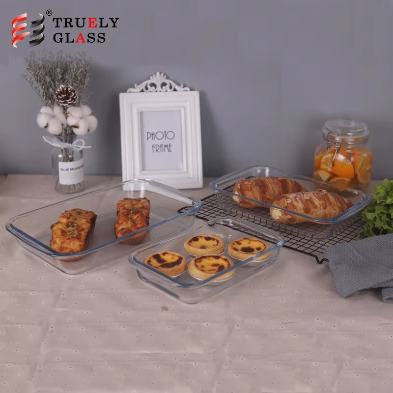Hot selling machine high borosilicate glass tray salad cutter blue with pp lid Promotional Price