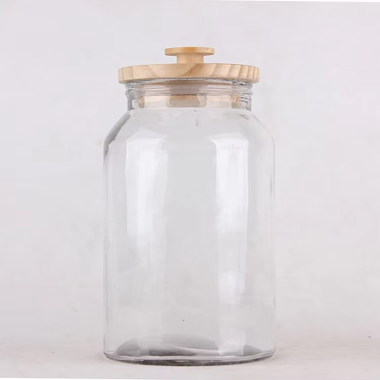 2020 Hot Selling Clear Airtight Glass Food Nuts Snacks Storage jars Containers with Wood Lid