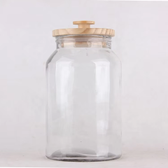 2020 Hot Selling Clear Airtight Glass Food Nuts Snacks Storage jars Containers with Wood Lid