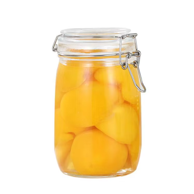 Hot sale food container seal bottles canning jars with clasp lids