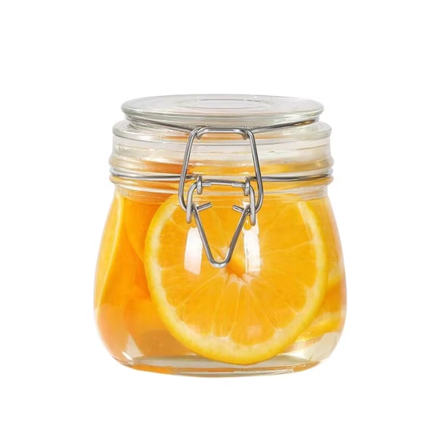 Hot sale food container honey lemon coffee clear glass storage jar bottle for 300ml