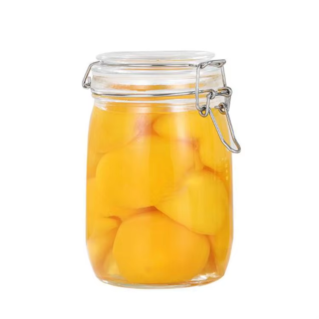 Hot sale food container honey lemon coffee clear glass storage jar bottle