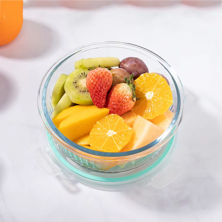 High quality Round Glass Meal Prep High borosilicate glass food container With BPA Free PP Lid