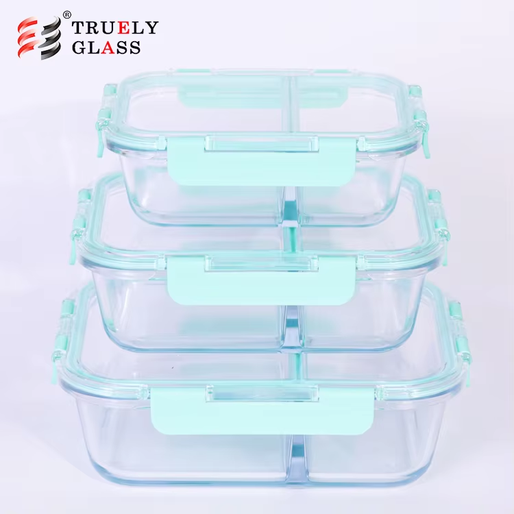 Factory hot sale wholesale microwave safe glass food container lunch box with convex high borosilicate crystal pot in stock