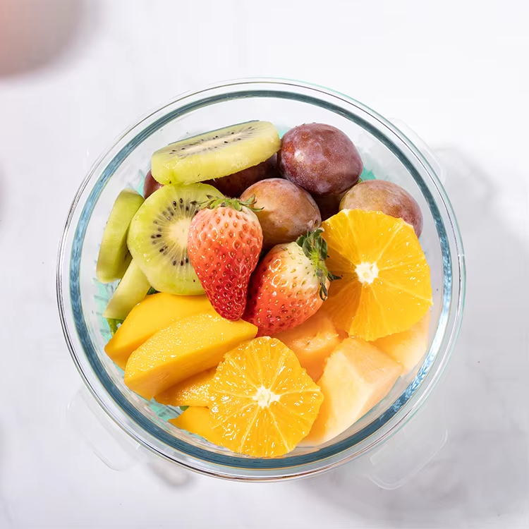 High quality Round Glass Meal Prep High borosilicate glass food container With BPA Free PP Lid