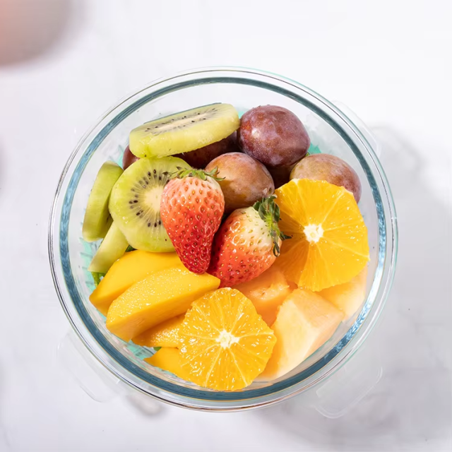 High quality Round Glass Meal Prep High borosilicate glass food container With BPA Free PP Lid