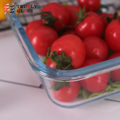 Factory hot sale wholesale microwave safe glass food container lunch box with convex high borosilicate crystal pot in stock