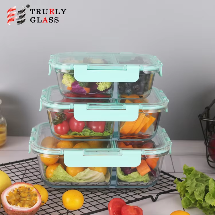 Factory hot sale wholesale microwave safe glass food container lunch box with convex high borosilicate crystal pot in stock