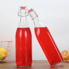 Factory Direct Kitchen Use Swing Clip Top Clear Sealed Glass Storage Beverage Bottles
