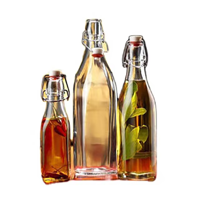 OEM Accepted Wholesale Price Airtight Clip Top Transparent Glass Container for Beverage