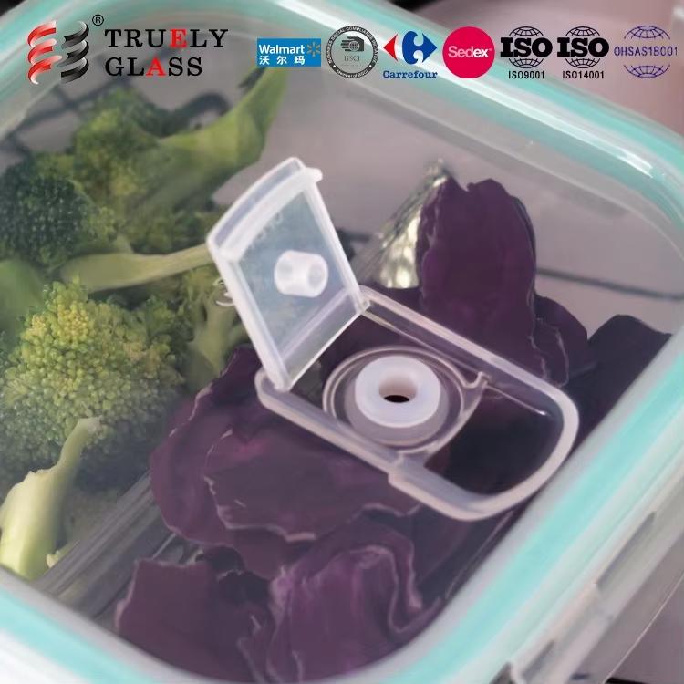 bento lunch box glass food container with 2 compartment microwave food container with pp lid