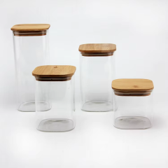 kitchen spice 500ml stackable borosilicate glass storage jar set with bamboo lid