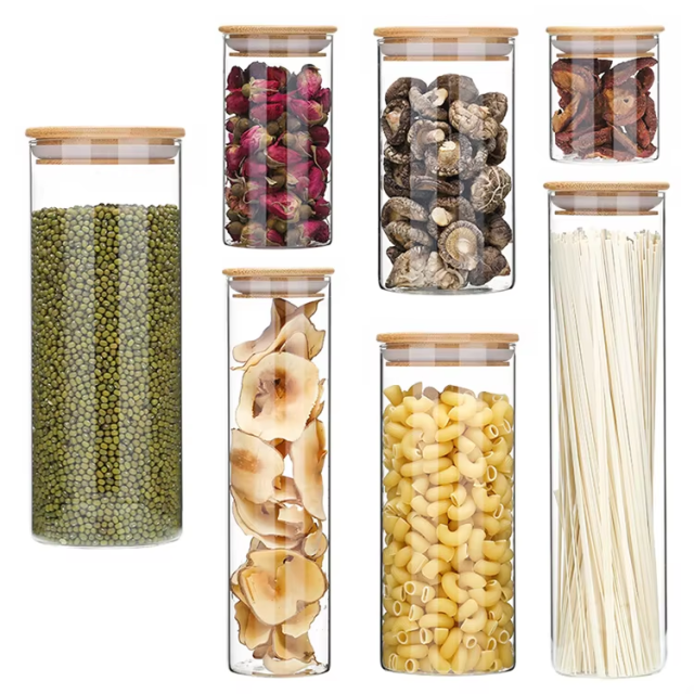 Ellipses Jar Vacuum Borosilicate Container 200ml Small Ellipse Spices Glass Storage ...