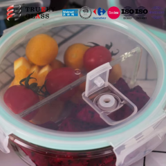 bento lunch box glass food container with 2 compartment microwave food container with pp lid