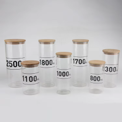 Hot sale large high borosilicate glass food storage jar with airtight bamboo lids