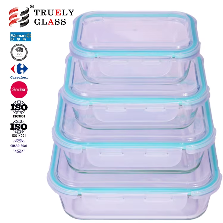 Hot selling glass Lunch box glass food container storage jar Clear glass ware