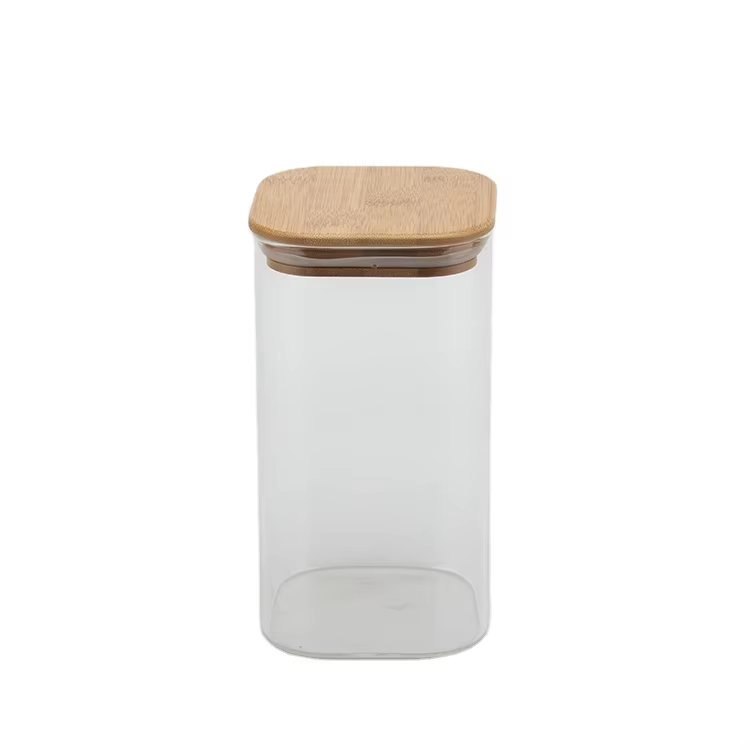 Custom Hot Sale 16 oz Clear Borosilicate Glass Storage Jar with Bamboo Lid