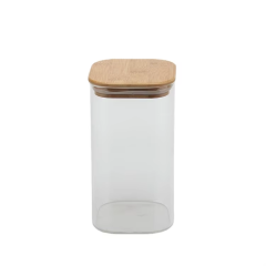 Custom Hot Sale 16 oz Clear Borosilicate Glass Storage Jar with Bamboo Lid