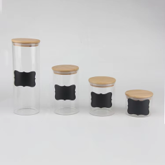 wholesale clear food storage container air tight black no spill glass jar with bamboo lid